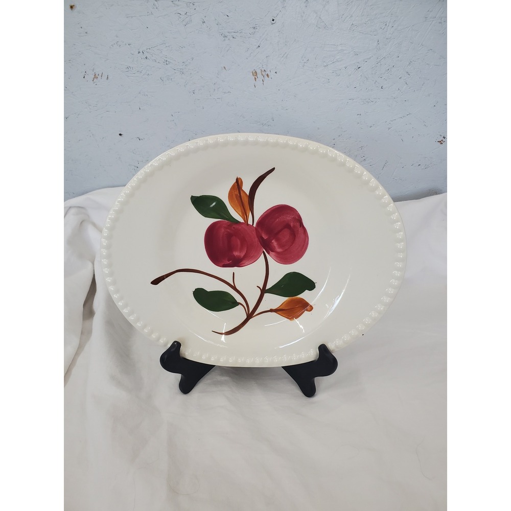 Vintage Hand Painted Fruit Ceramic Oval Platter Cream Embossed Rim 10 Inch